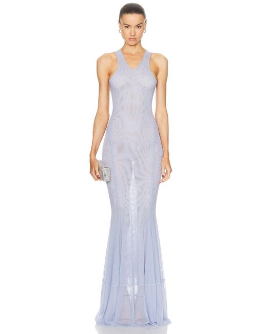 Norma Kamali White Racer Fishtail Gown