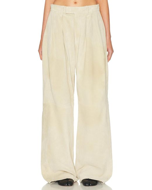 R13 Natural Pleated Wide Leg Leather Pant
