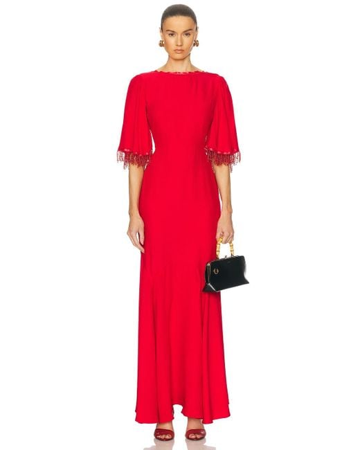 Bode Red Beaded Claret Gown