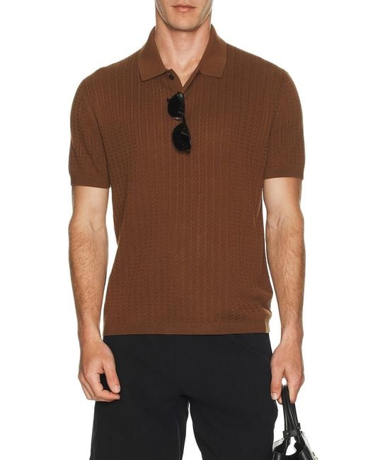 Theory Brown Ribbed Polo for men