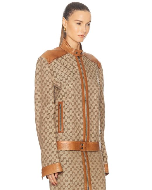 Gucci Brown Gg Moto Jacket