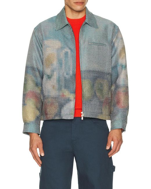 vowels Blue Abstract Fruit Zip Up Work Jacket for men