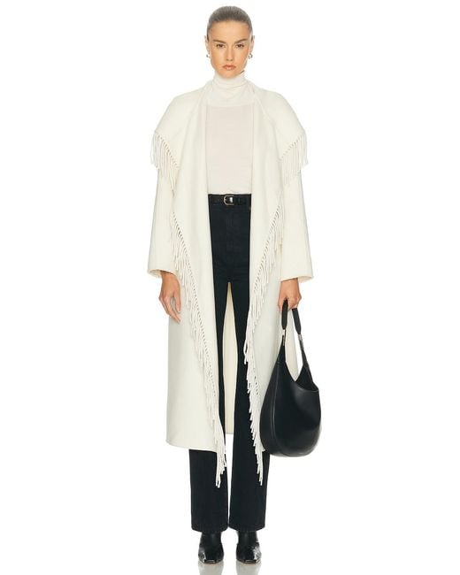 SABLYN White Charli Hooded Fringe Coat