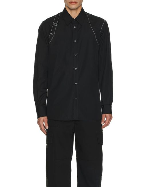 Alexander McQueen Black Stitching Harness Long Sleeve Shirt for men