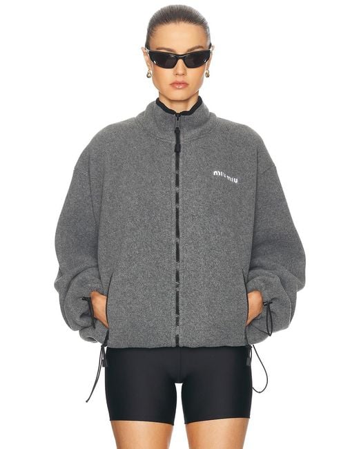miu miu グレー ジップアップジャケット Miu Miu Zip Up Jacket in Gray | Lyst