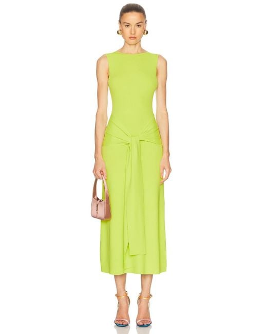 LAPOINTE Yellow Matte Viscose Waist Tie Dress