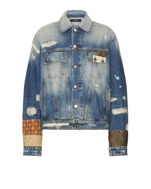 Amiri Blue Ma Quad Artpatch Trucker Jacket for men