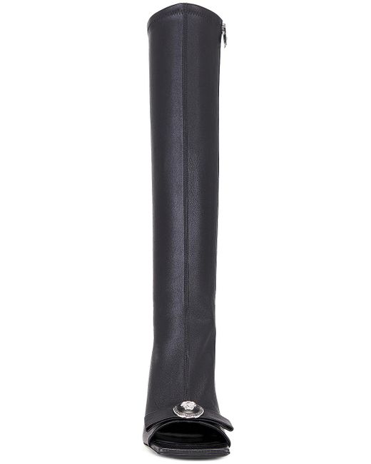 Versace Black Heeled Open-toe Riding Boot