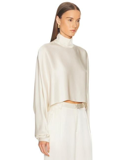 LAPOINTE White Satin Caftan Top