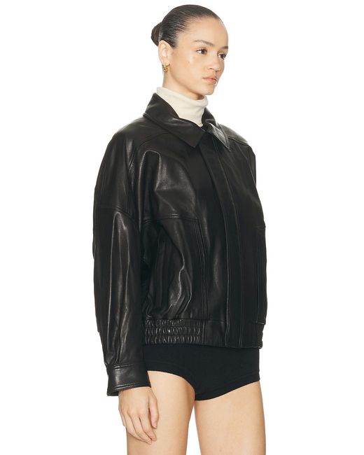 Nour Hammour Black Dalma Relaxed Leather Jacket