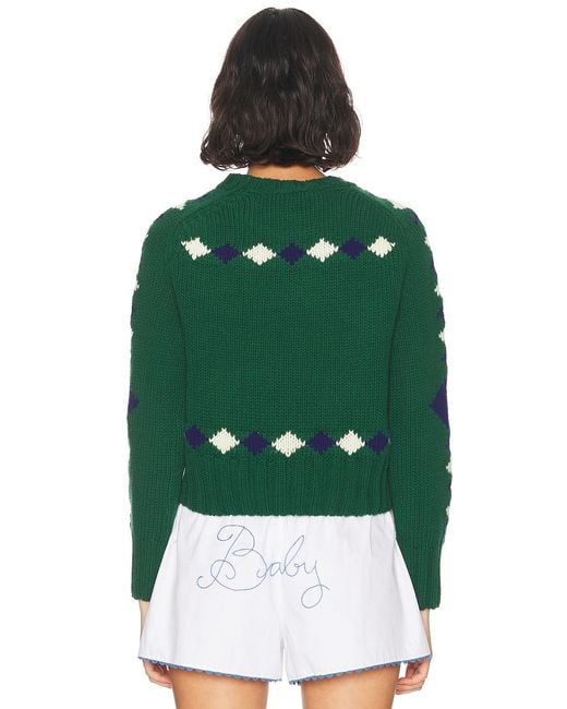 Bode Green Diamond Corral Sweater