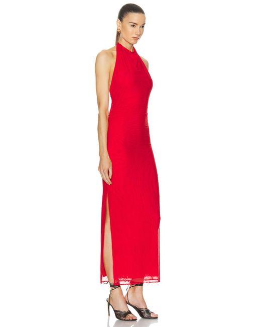Sir. The Label Red Jacques Mesh Halter Midi Dress