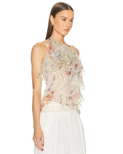 McQueen White Halter Neck Ruffle Top