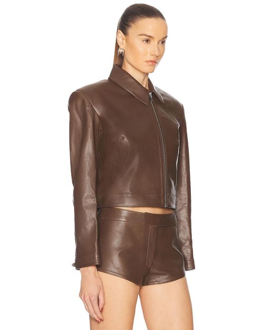 Mimchik Brown Off Center Moto Jacket