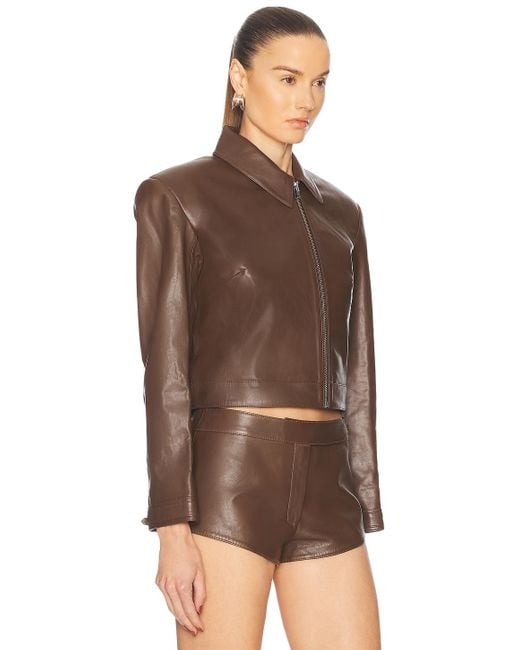Mimchik Brown Off Center Moto Jacket