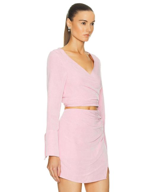 Matthew Bruch Pink Wrap Long Sleeve Top