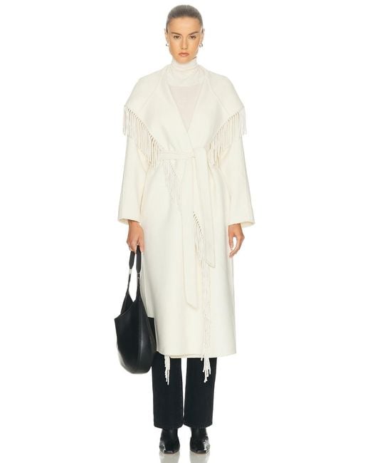 SABLYN White Charli Hooded Fringe Coat