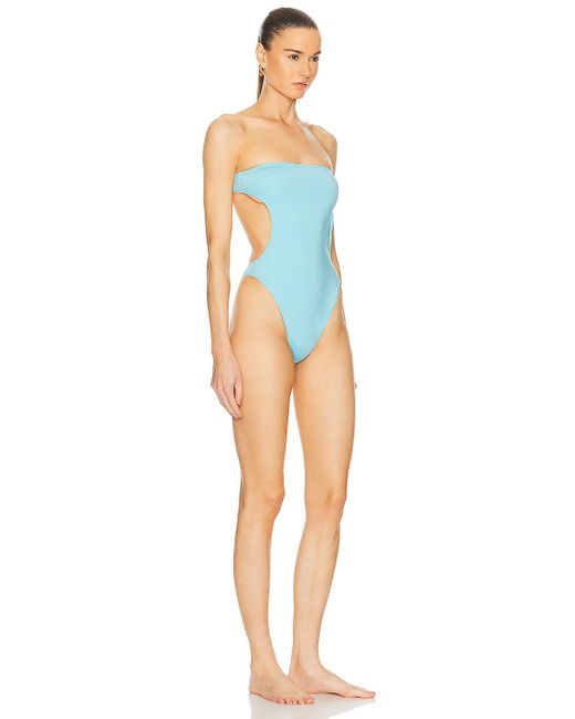 Saint Laurent Blue Cut Out One Piece Swimsuit