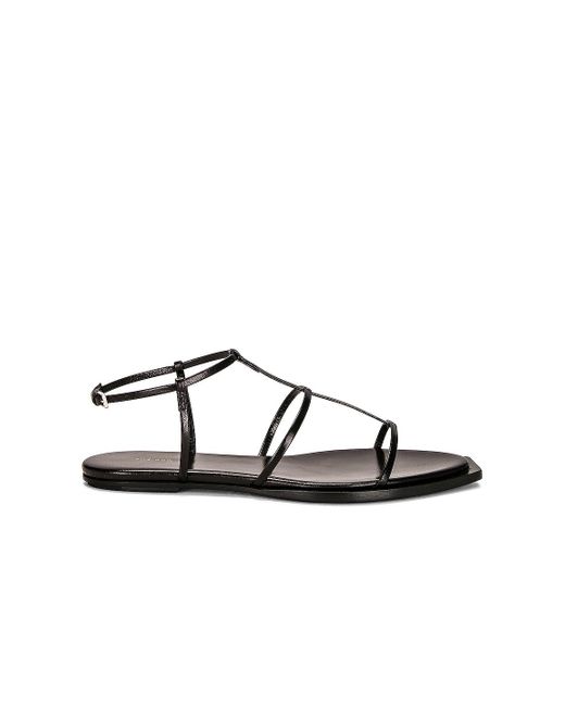 The Row Leather T Bar Flat Sandals in Black | Lyst UK