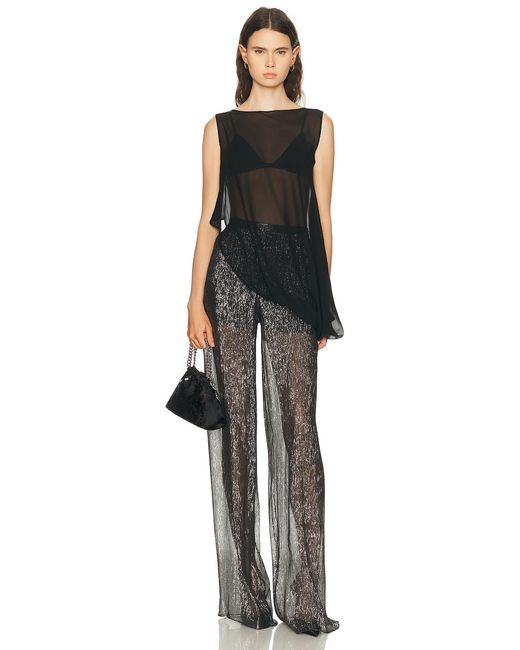 SEV Black Silk Side Drape Top
