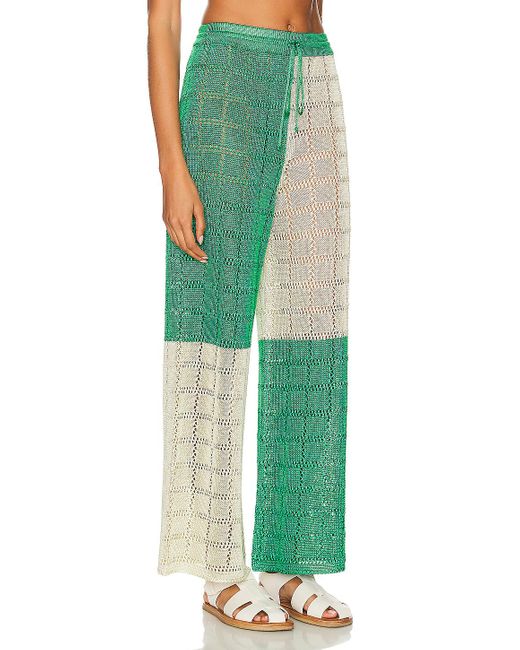 Calle Del Mar Green Two Tone Crochet Patchwork Pant