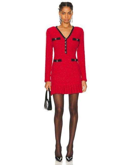 Self-Portrait Red Knit Mini Dress
