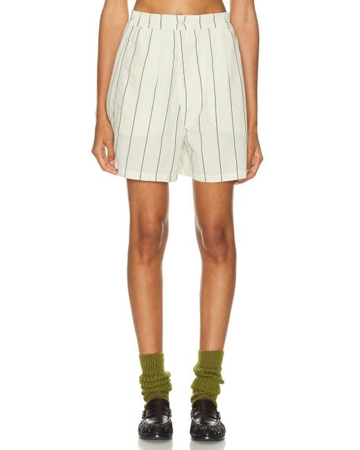 Bode White Celery Stripe Boxer Short