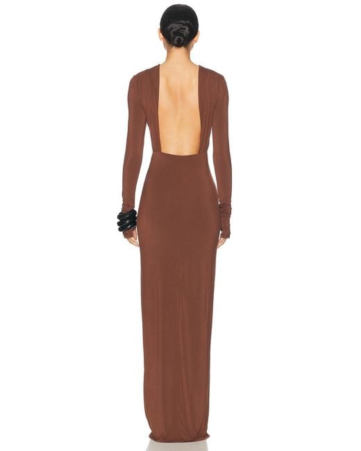Helsa Jersey Backless Maxi Dress in Brown