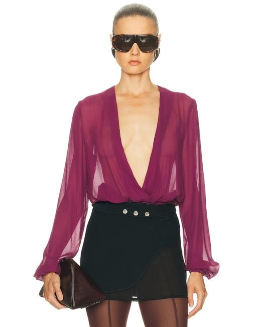 The Attico Red Deep V Blouse