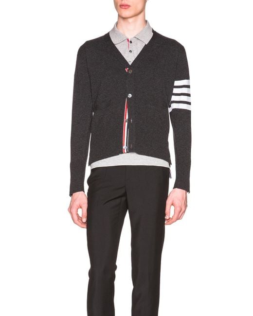 Thom Browne Classic Cashmere Cardigan in Dark Grey (Gray) for Men - Lyst