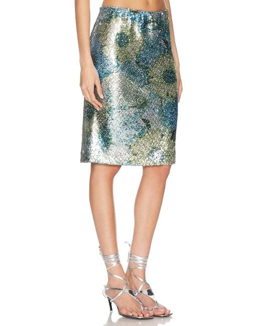 Priscavera Blue Sequin Midi Skirt