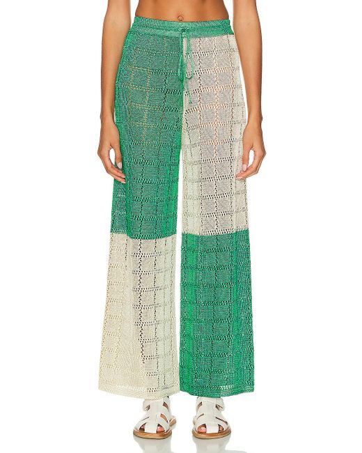 Calle Del Mar Green Two Tone Crochet Patchwork Pant