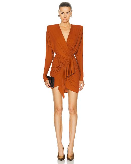 Alexandre Vauthier Orange Long Sleeve Mini Dress