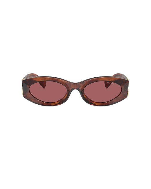 Miu Miu Red Logo Oval Sunglasses