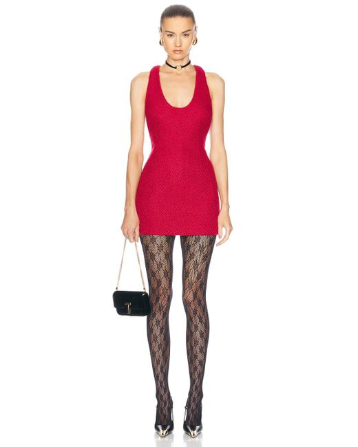 SER.O.YA Red Harlowe Boucle Mini Dress