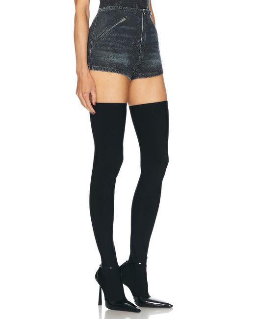 Alexander Wang Black Hotfix Crystal Moto Mini Short
