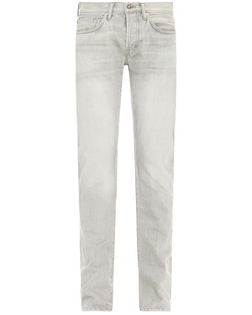 Mens Clothing Jeans Slim jeans Tom Ford Denim Slim-fit Selvedge Jeans in Grey for Men 