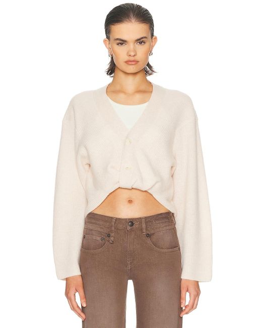 R13 White Twisted Front Ribbed Cardigan
