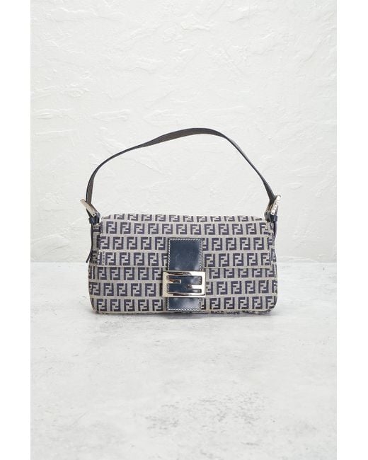 Fendi White Zucca Baguette Shoulder Bag