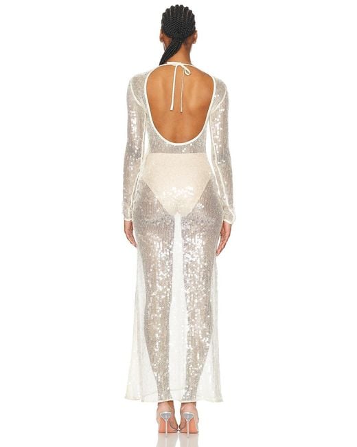 David Koma White Sequin Open Back Gown
