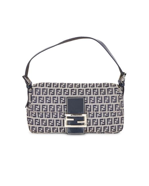 Fendi White Zucca Baguette Shoulder Bag