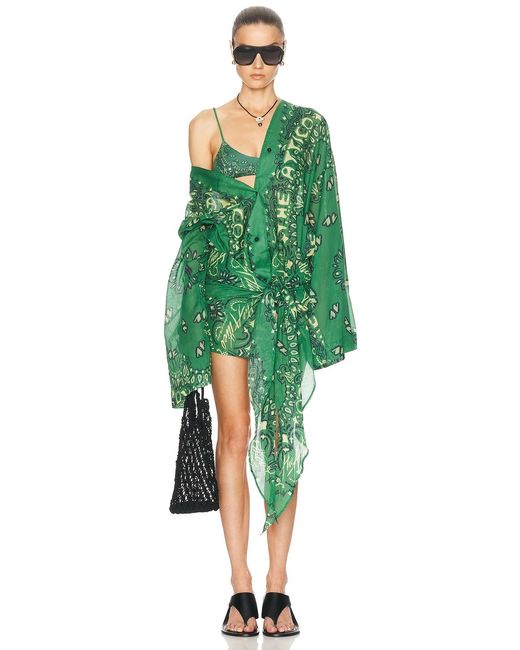 The Attico Women's Green Cotton Wrap Dress - www.benaras.co
