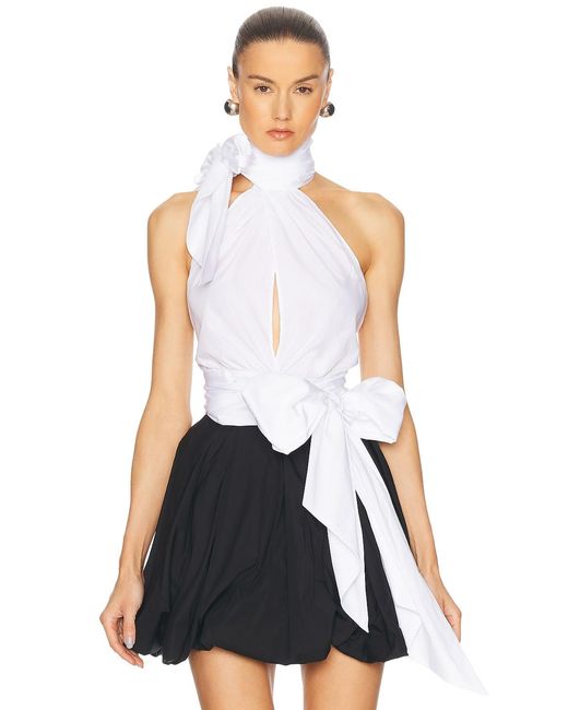 Alexandre Vauthier White Poplin Sleevess Blouse