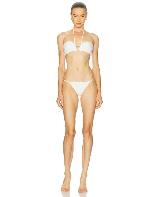 Adriana Degreas White Coquille De Mer Halterneck Bikini Set