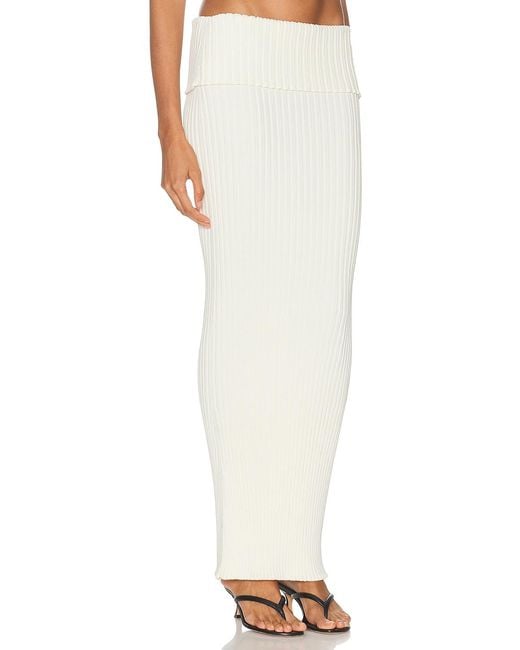 SAME White Ribbed Knit Maxi Skirt