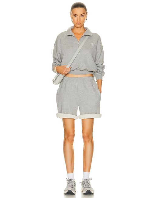 ÉTERNE Gray Cropped Half Zip Sweatshirt