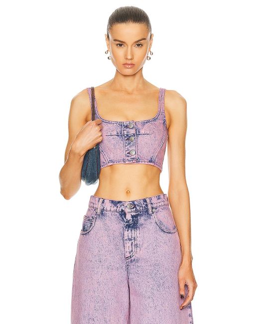 Marni Purple Marble Dyed Cropped Top