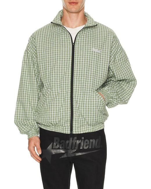 Badfriend Green Gingham Plaid Full Zip Jacket for men