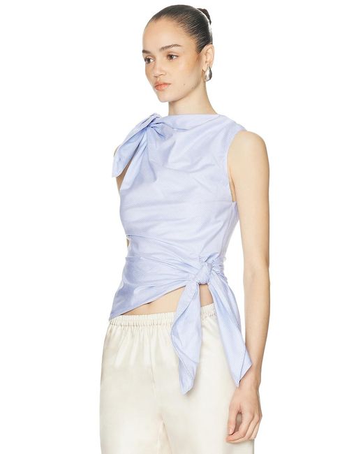 Monse Blue Bow Drape Shirting Top