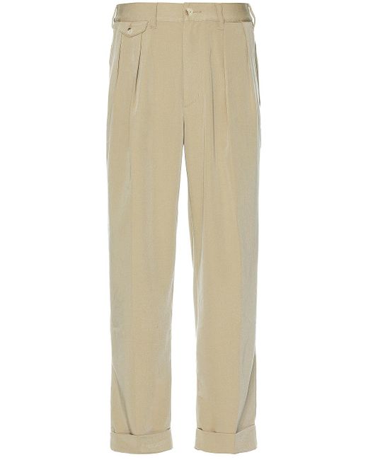 Beams Plus Natural 2 Pleats Trousers Pe Twill for men